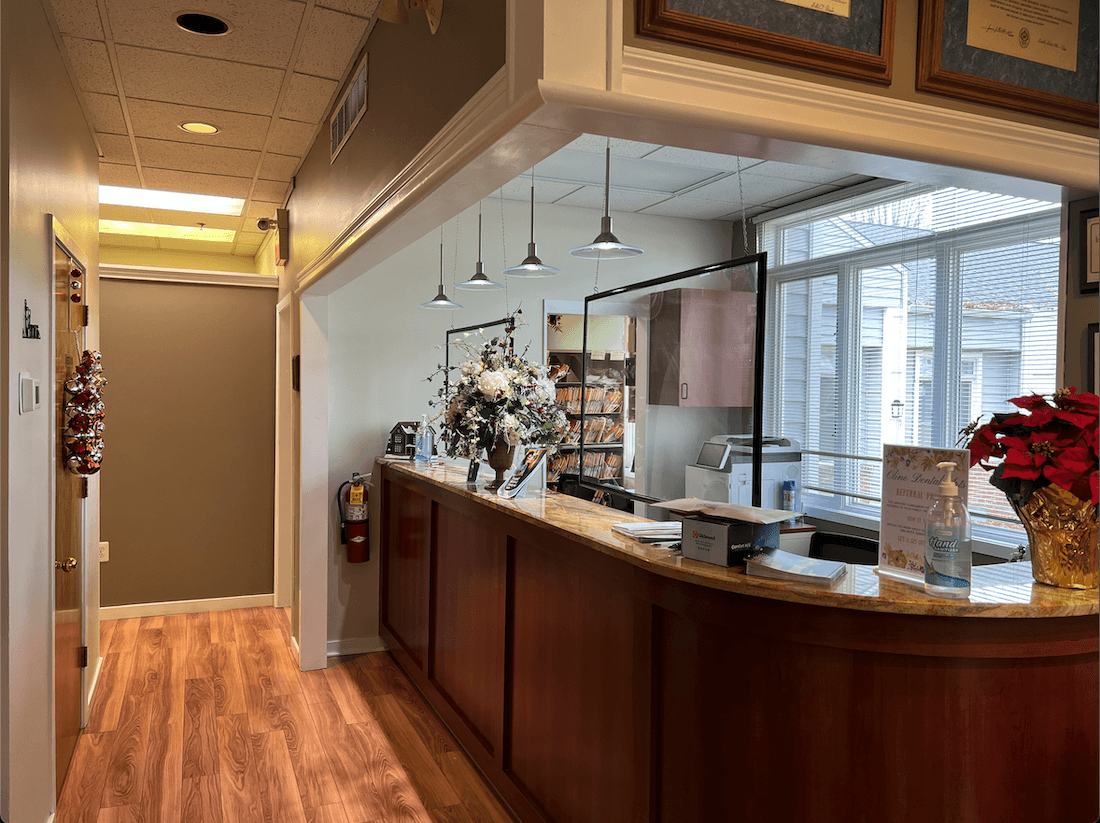 Reception desk at Desai Dental Care